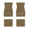 1974-1981 Pontiac Firebird floor mats with the Firebird logo in Essex 1004A Cream carpet, illustration