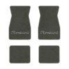 1974-1981 Pontiac Firebird floor mats with the Firebird logo in Essex 1038A Lt Charcoal carpet, illustration