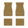 1974-1981 Pontiac Firebird Trans Am floor mats with the Firebird logo in Cutpile 7037 Doeskin / Camel Tan carpet, illustration
