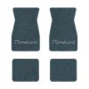 1974-1981 Pontiac Firebird Trans Am floor mats with the Firebird logo in Essex 1017A Lapis Blue carpet, illustration