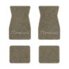 1974-1981 Pontiac Firebird Trans Am floor mats with the Firebird logo in Essex 1076A Prairie Tan carpet, illustration